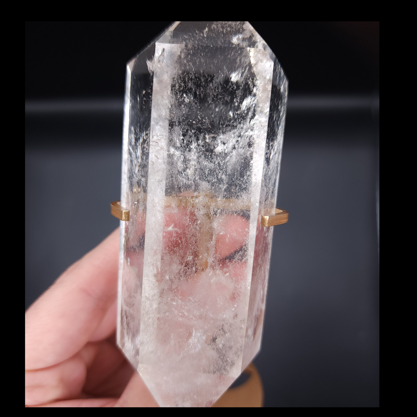 Stunning Clear Quartz D T on Custom Metal Stand