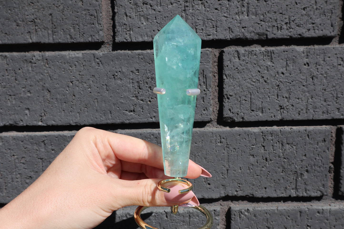 Green Fluorite Wand & Holder GW6