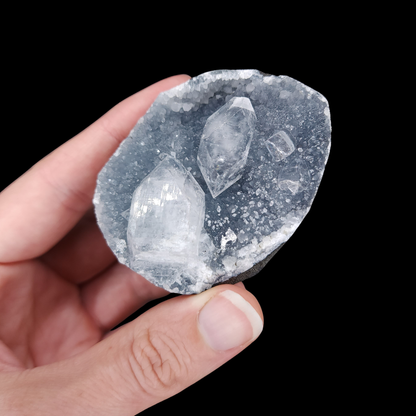 Cubic Apophyllite Blue Chalcedony small Cutbase from India (BL9)