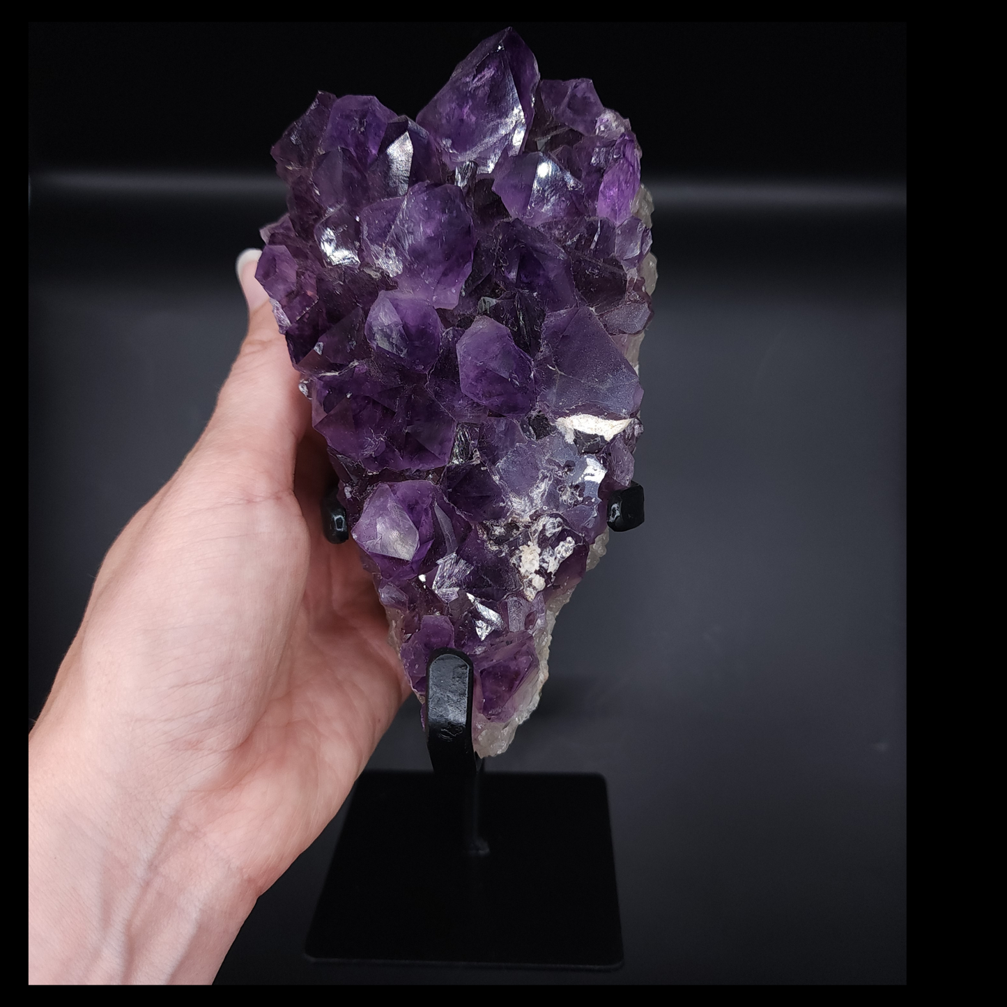 Stunning Amethyst Cluster from Brazil on custom Metal Stand 1.335kg
