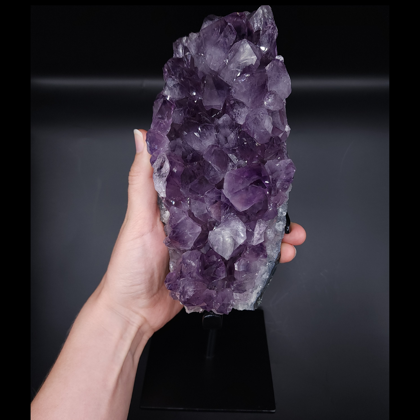 Stunning Amethyst Cluster from Brazil on Custom Metal Stand 2.183kg
