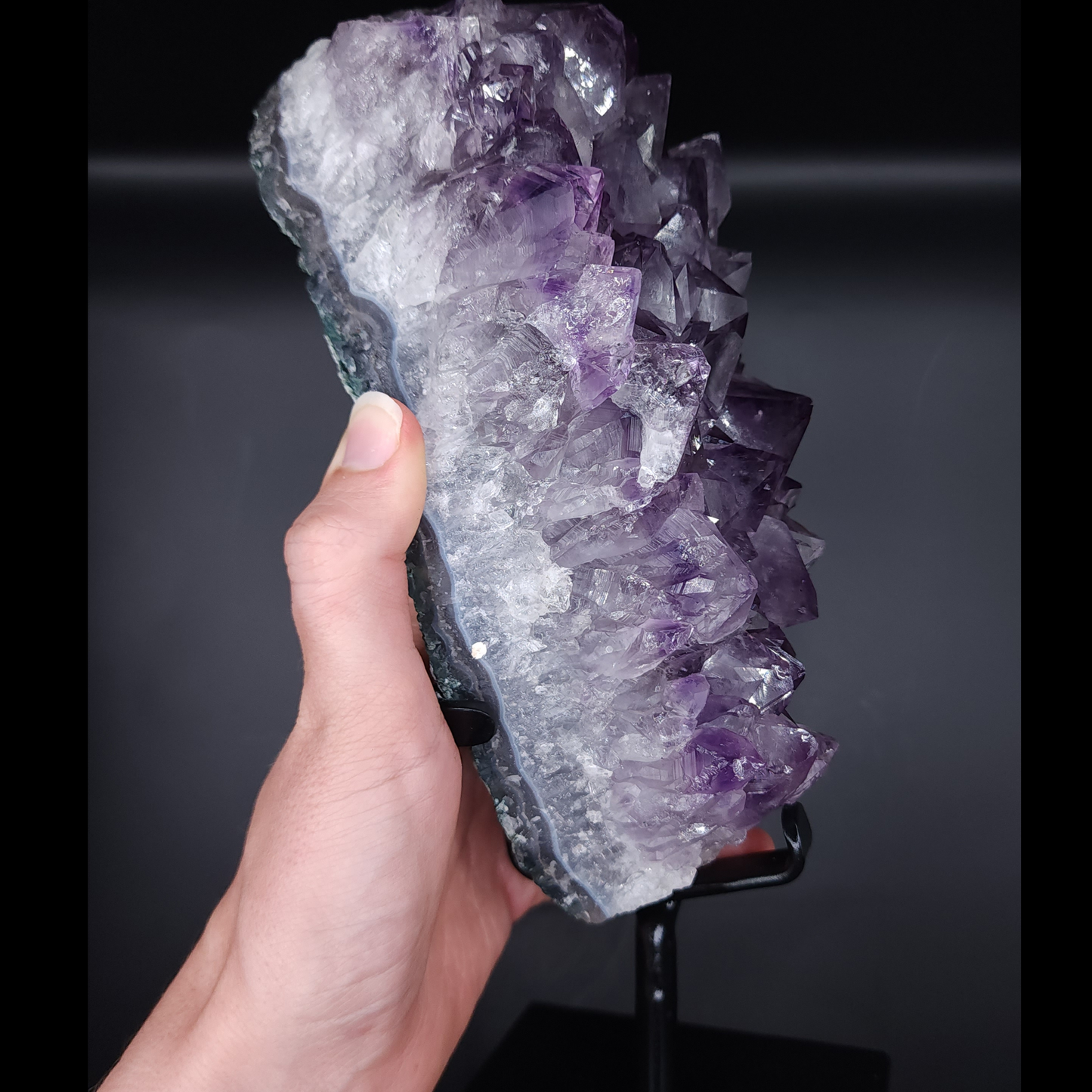 Stunning Amethyst Cluster from Brazil on Custom Metal Stand 2.183kg