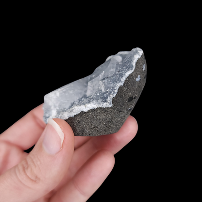 Cubic Apophyllite Blue Chalcedony small Cutbase from India (BL9)