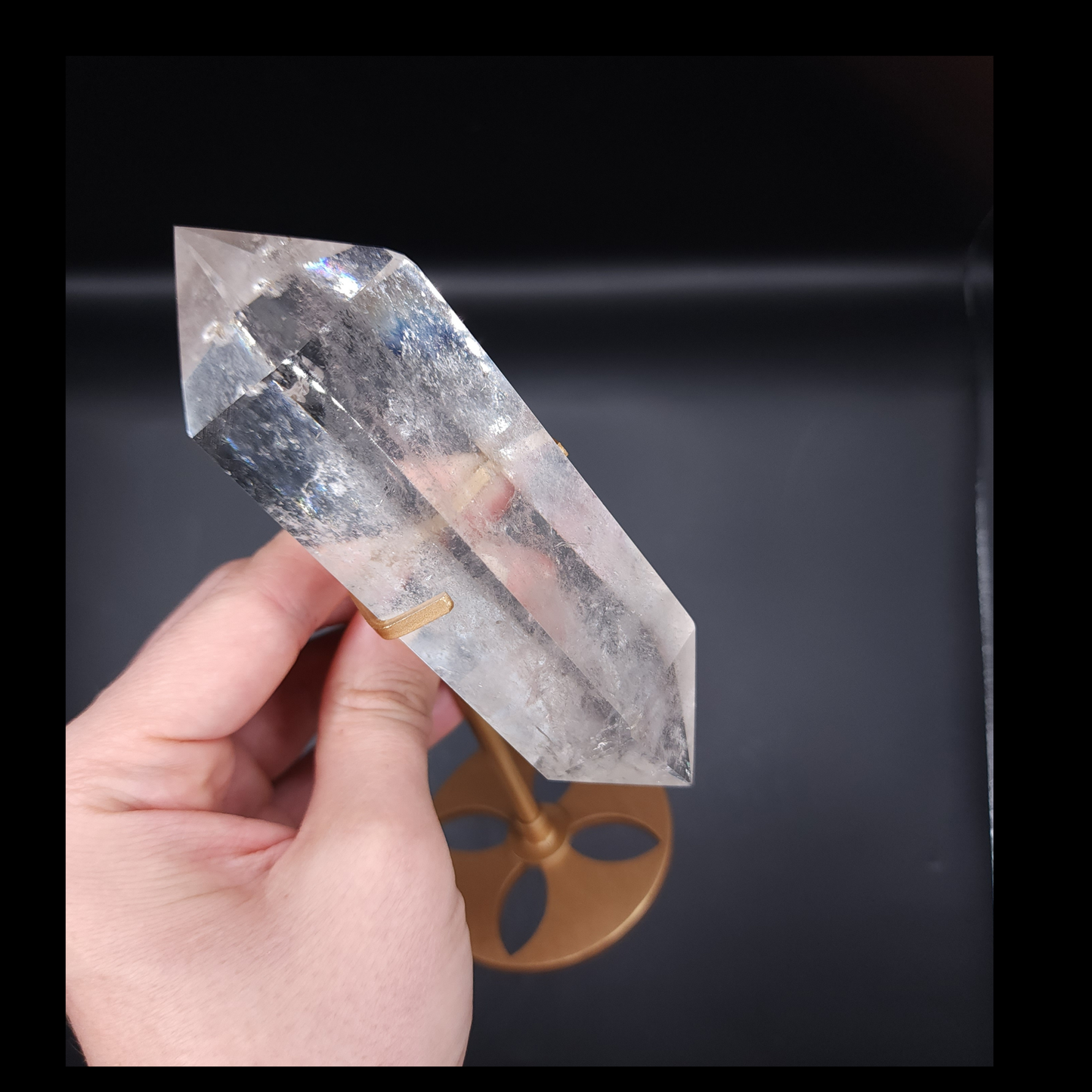 Stunning Clear Quartz D T on Custom Metal Stand