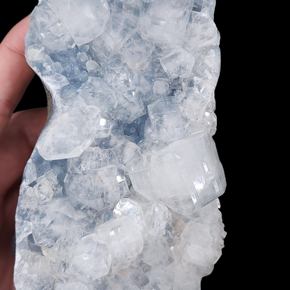 Cubic Apophyllite on Blue Chalcedony Statement Cutbase from India 1.042kg