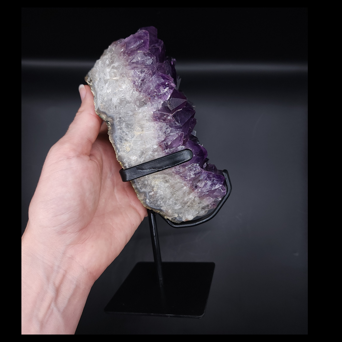 Stunning Amethyst Cluster from Brazil on custom Metal Stand 1.335kg