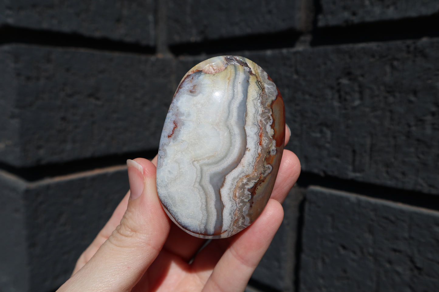 Mexican Crazy Lace Agate Palm Stone MP9