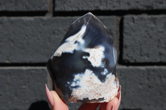 Orca Agate Flame Carving 358g