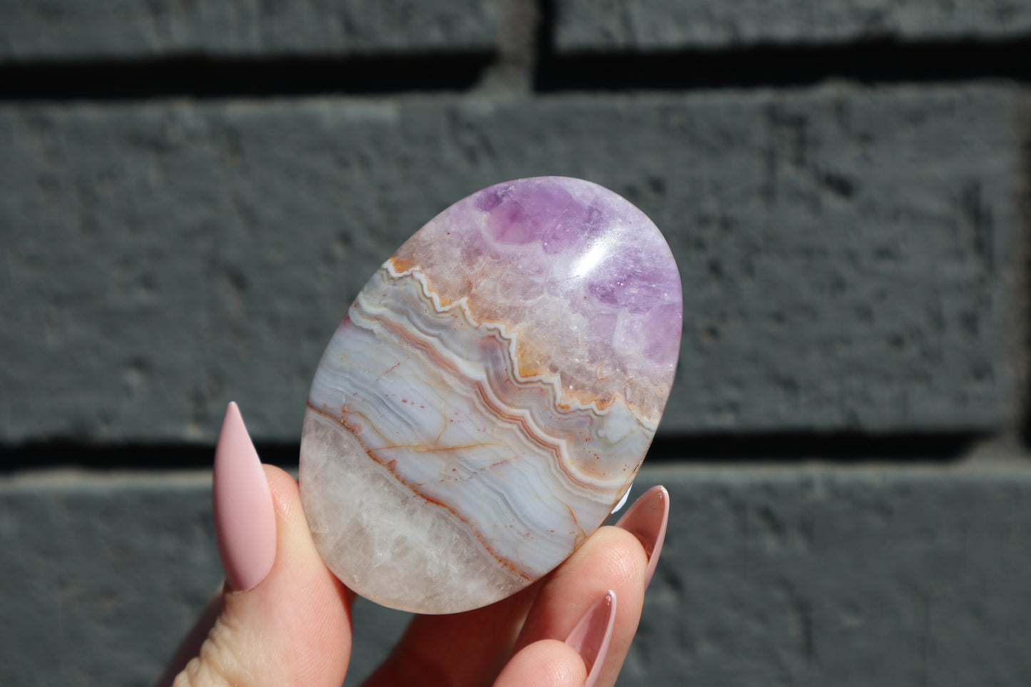 Amethyst & Crazy Lace Palm Stone AP11