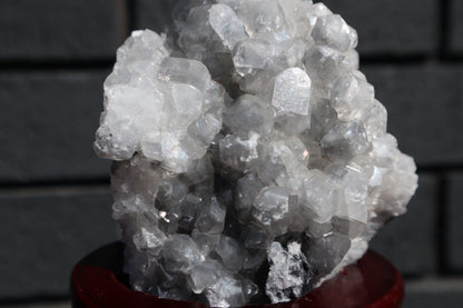 Diamond Calcite & Fluorite Specimen on Wooden Base