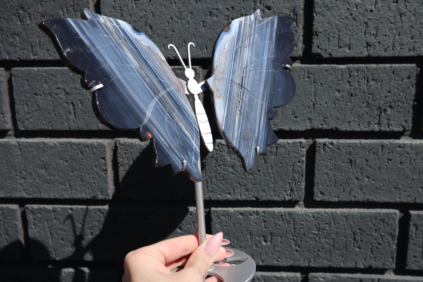 Agate Butterfly Wings on Custom Stand