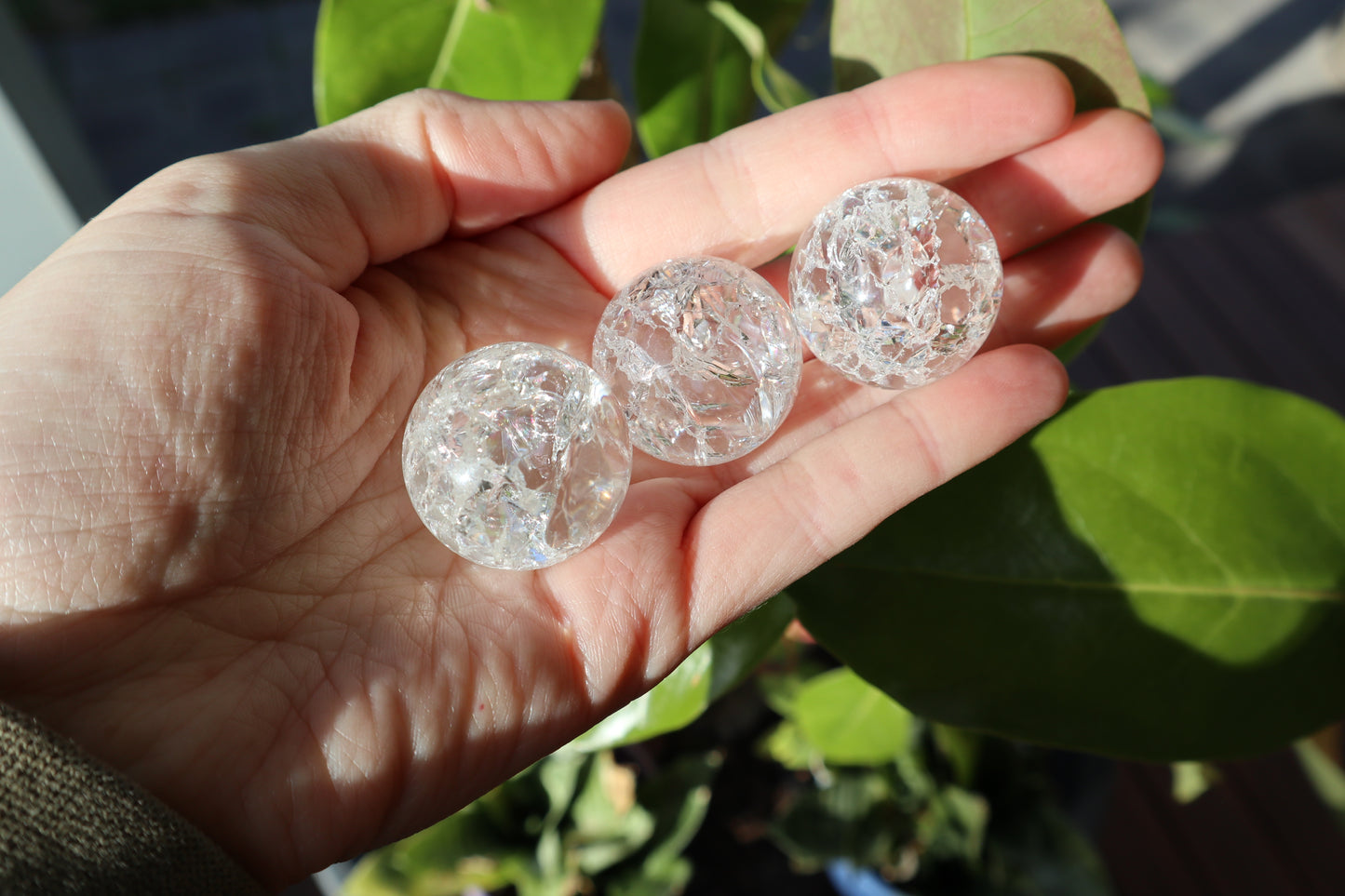 Crackle Quartz Sphere with Rainbows