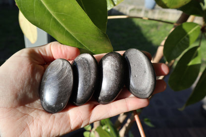 Silver Obsidian Palm Stones