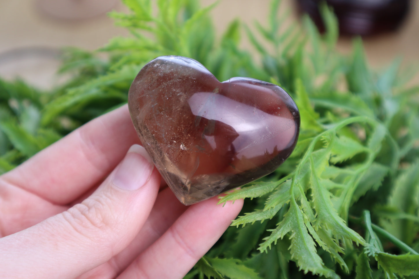 Smoky Quartz Heart Carvings