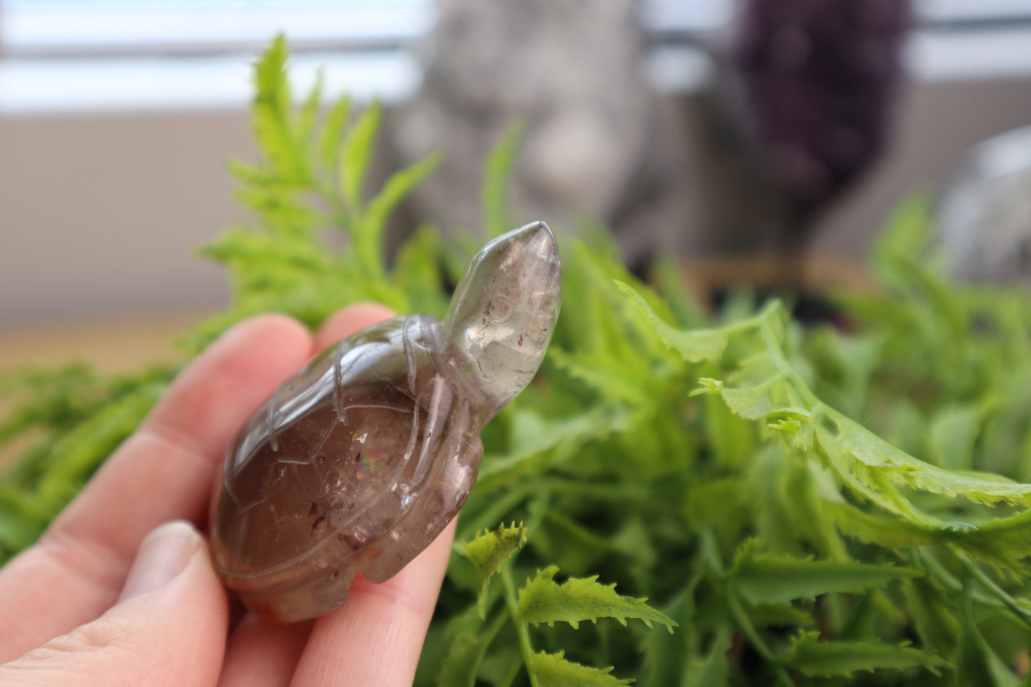 Fire Quartz Turtle Carving