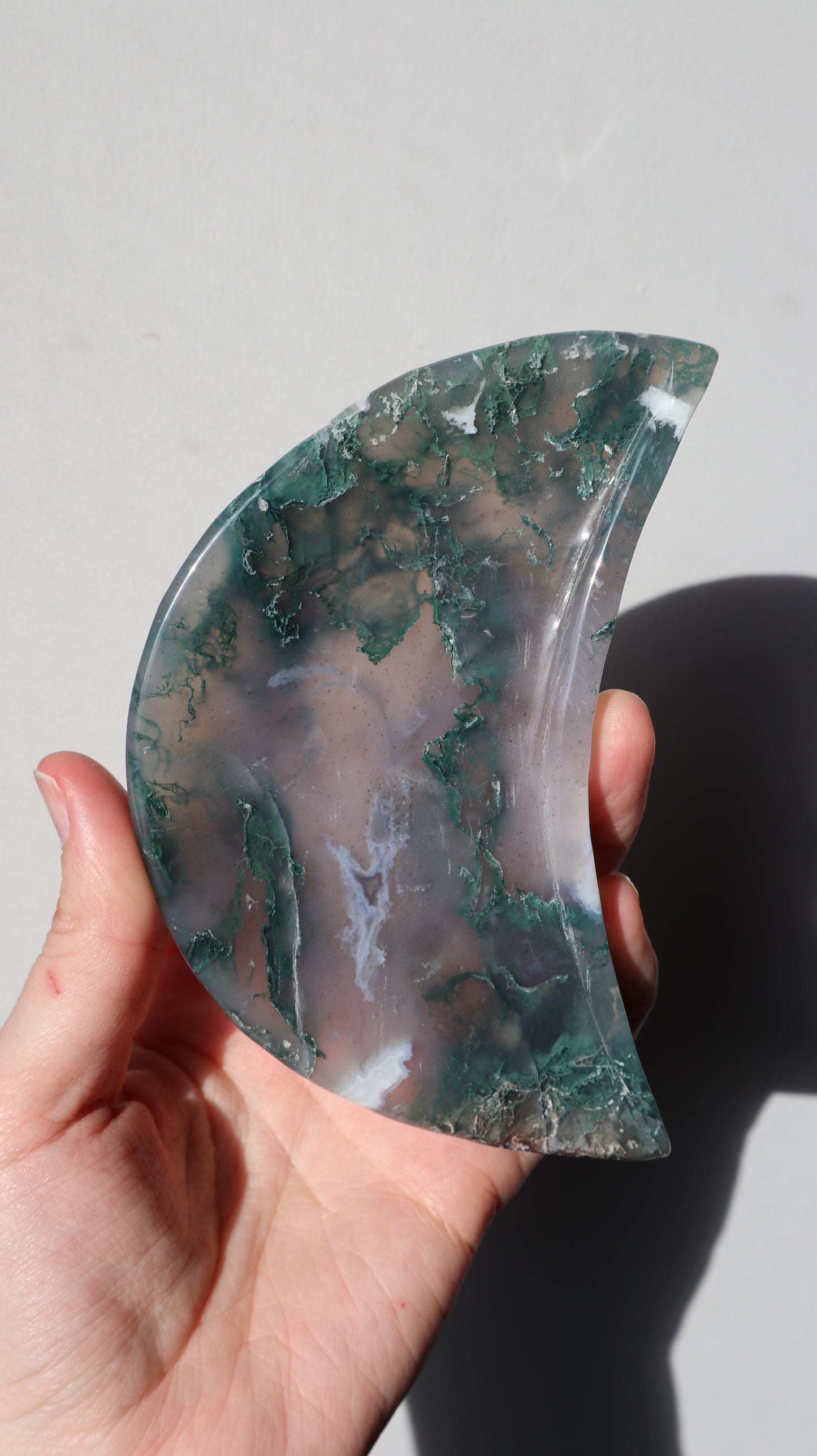 Large Moss Agate Moon Bowls