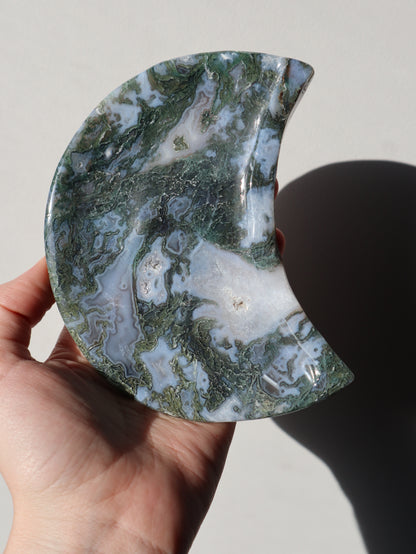 Large Moss Agate Moon Bowls