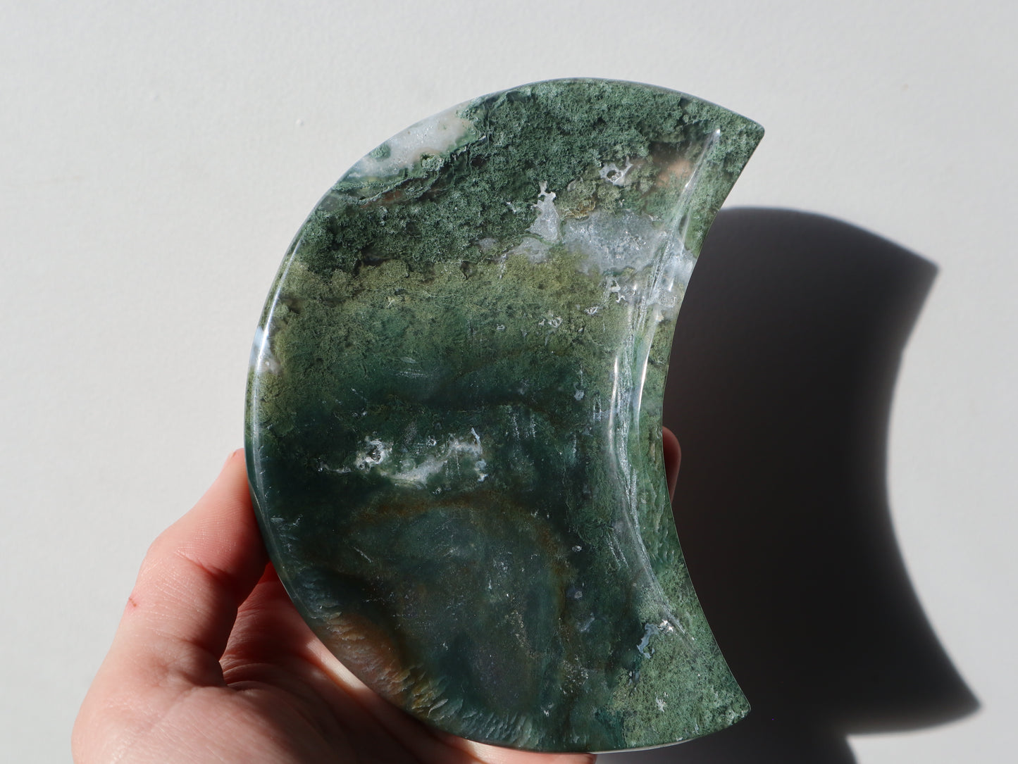 Large Moss Agate Moon Bowls
