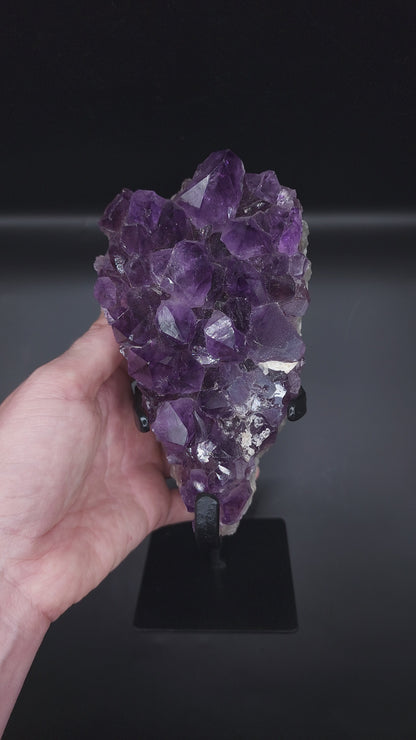 Stunning Amethyst Cluster from Brazil on custom Metal Stand 1.335kg